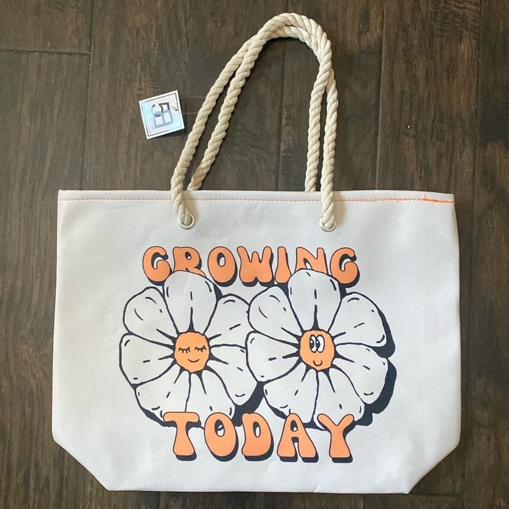 Rope Handle Printed Tote Bag 20.5in X 15in 🆕